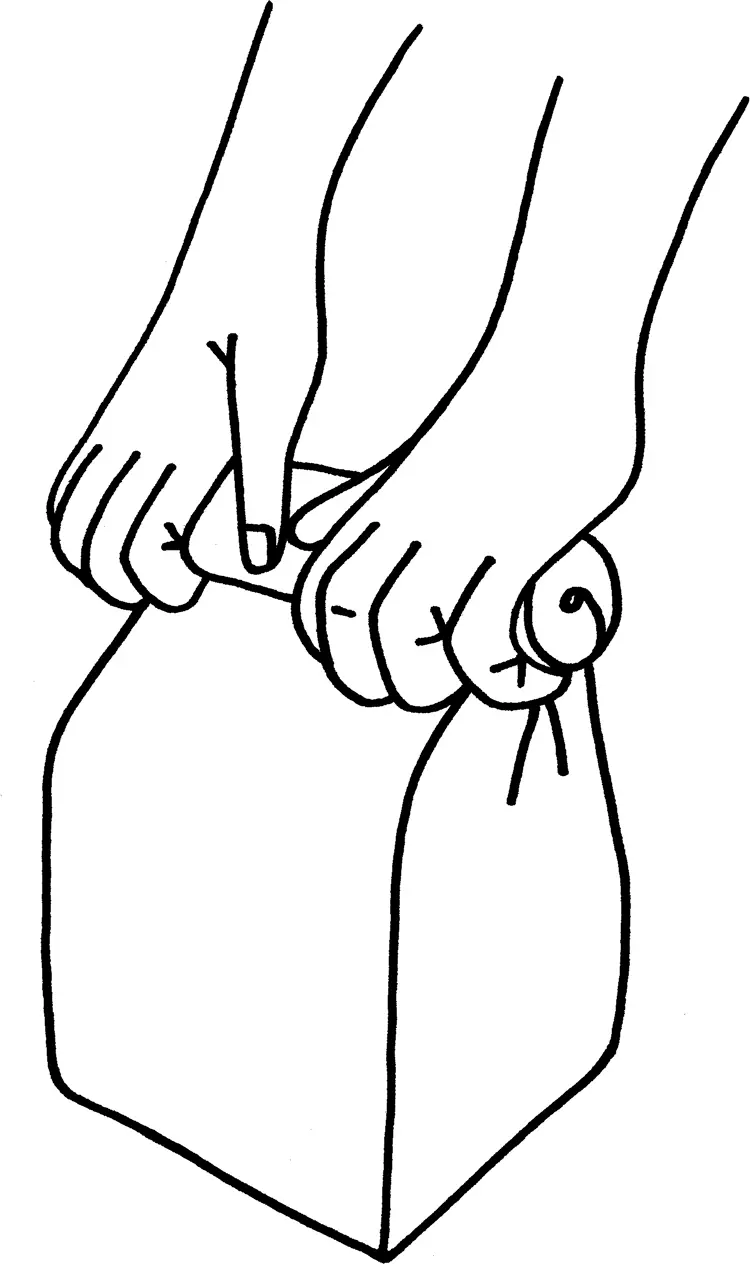 illustration för hur du viker ihop en papperspåse för matavfall
